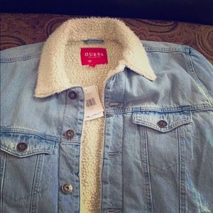 Guess jean jacket with fur.